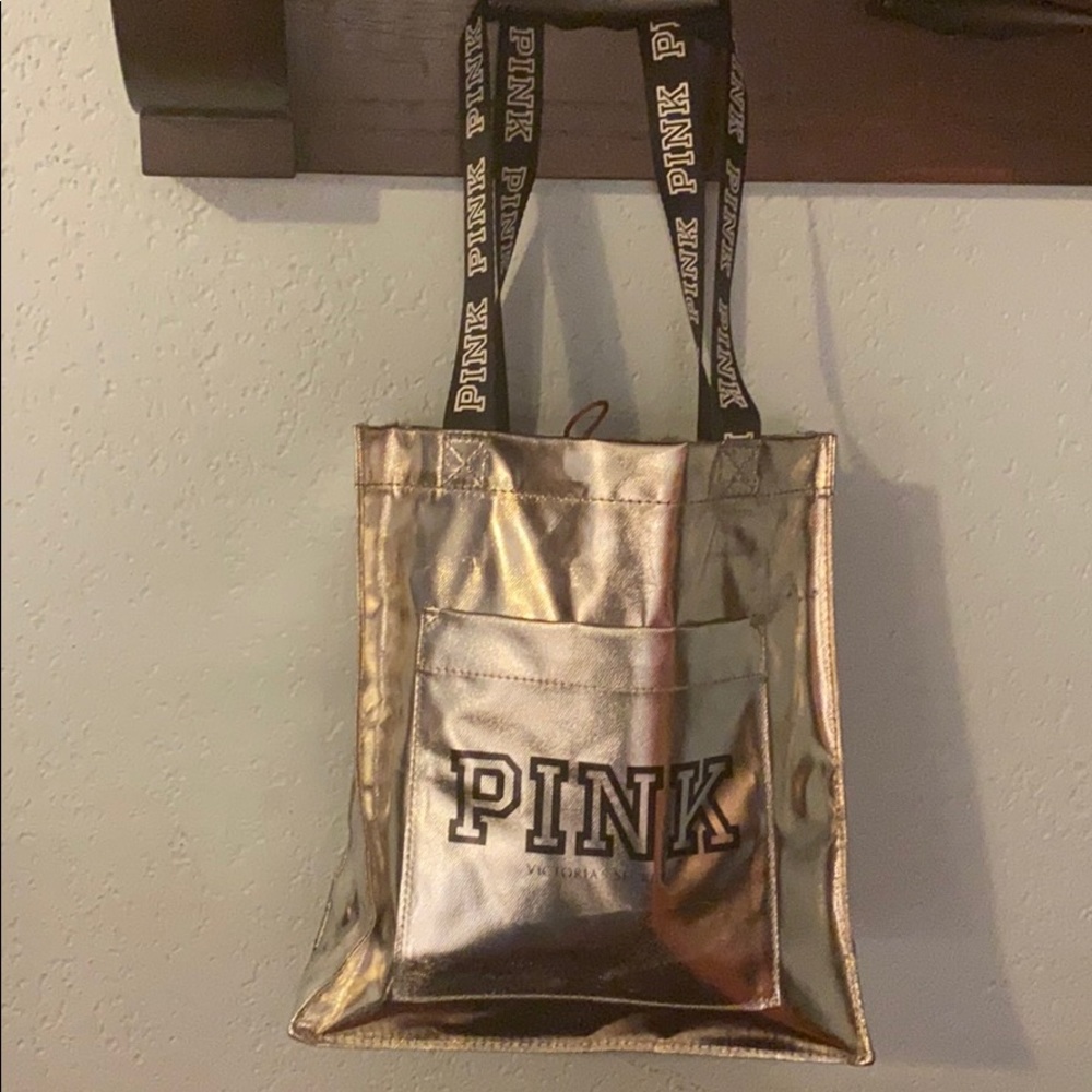 NWT: Victoria’s Secret Pink silver tote.